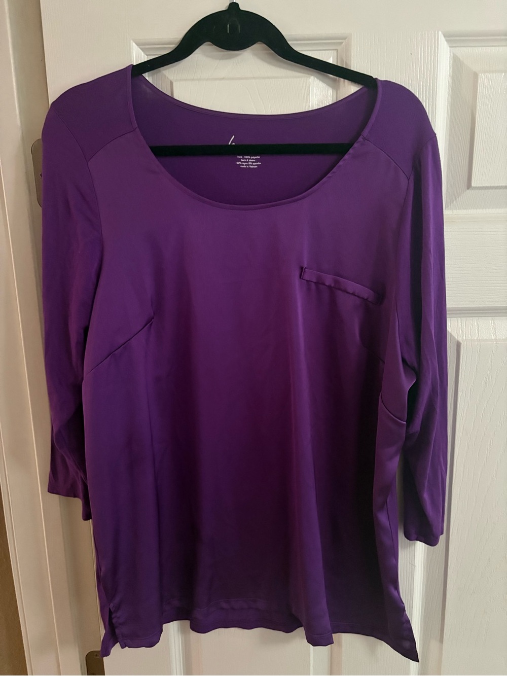 Lane Bryant blouse top 3/4 sleeves purple stretch comfy classic 14/16